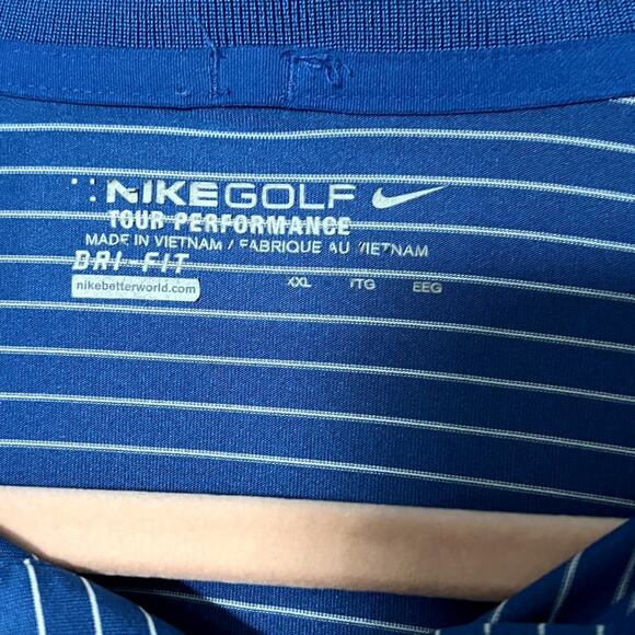 Nike Men’s Tour Performance Dri-Fit Blue & White Stripe Polo Golf Shirt,Size XXL - Picture 3 of 7